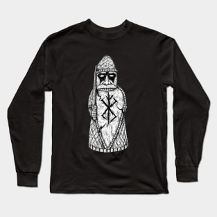 Savage Warrior: Lewis Chessmen Berserker Design Long Sleeve T-Shirt